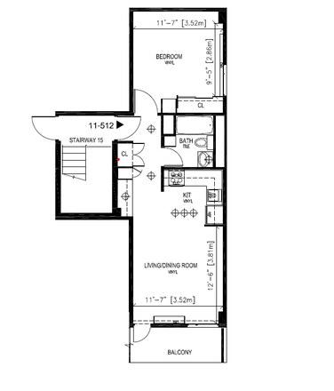 Floorplan of Unit - Apartment at Peabody Terrace, walking distance from campus
