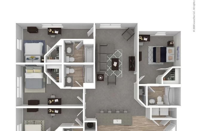 Floor Plan - MAJOR DISCOUNT Luxury University Edge Sublease – Next To Campus (Under 5 Minute Walk), Jan–July Apartments