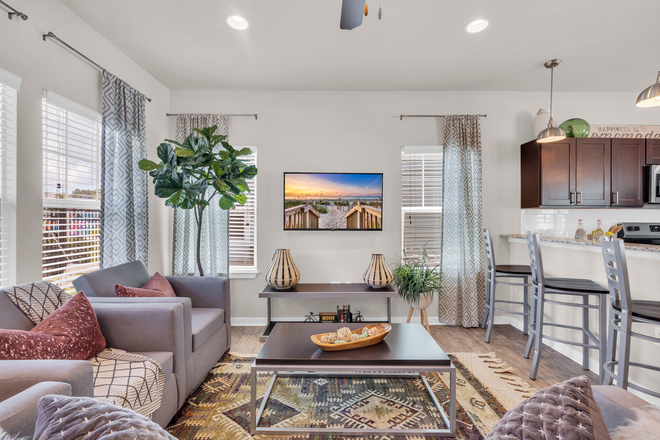 flat screen tv in living room - College Town at Coastal Apartments