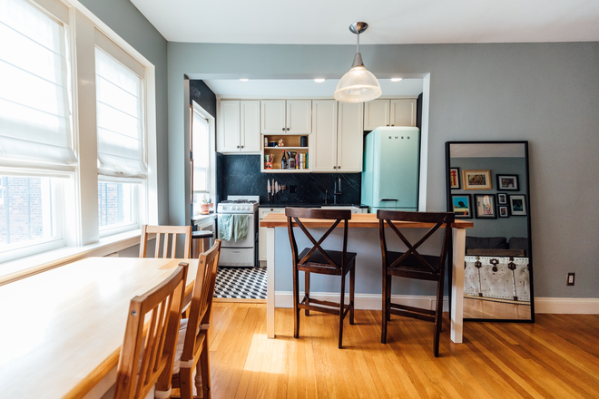 Recessed and pendant lights dimmable - Fully furnished and renovated studio/one bedroom, move-in date flexible