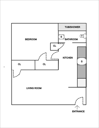 layout (not to scale) - NO.WINOOSKI AVE. ,  1 bedroom, 1st floor Apartments