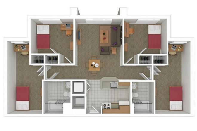 Floor Plan of the Apartment Layout - Commons 3 (3505D SCC 3) Apartments