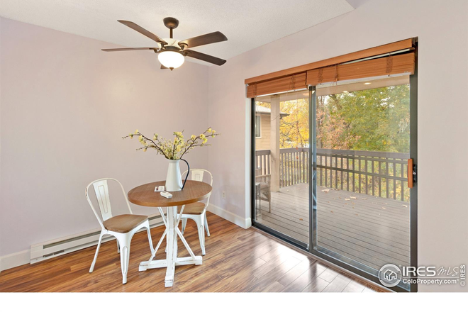 Deck from dining area - Condo with private deck surrounded by trees