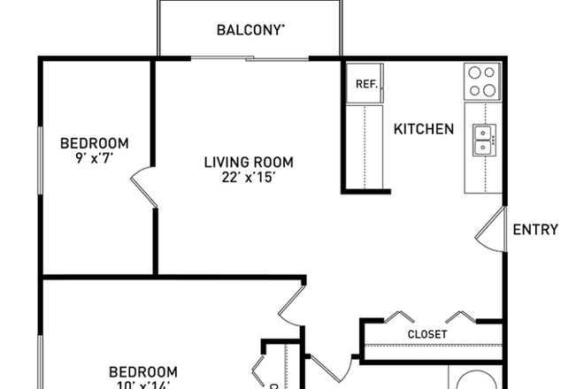 Floorplan & Dimensions - SUMMER SUBLEASE CEDAR VILLAGE (WOODMERE APARTMENT #4)