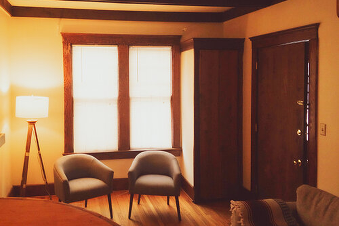 102 Kingsley, #1 Living Room with coat closet - Available 07/01/25, Charming 1 Bedroom Apartment-Kerrytown/Downtown