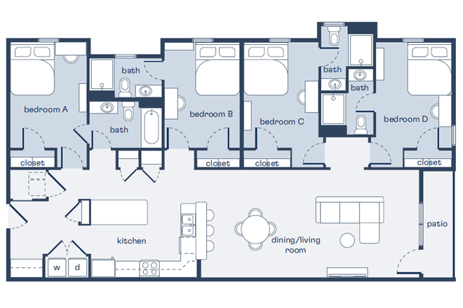 Floor Plan 4 x 4 - Clemson Lofts