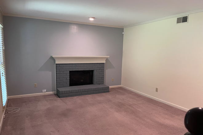 Living room with own fireplace and accent wall - Spacious town house close to Emory university