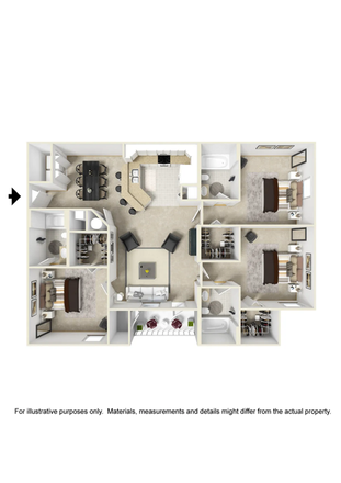 Floor Plan - $500 Summer Sublease - Flexible Dates - Jewel Unit (3x3) - The Crossing at Santa Fe