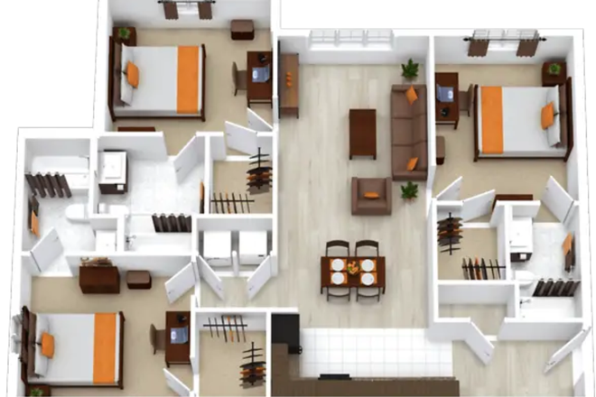 Layout of apartment. - Yugo Grove Flagstaff Apartments