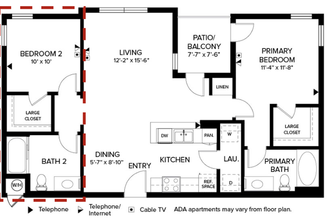 floor plan with rental space marked - Santiago Apartments, University Hill close to campus