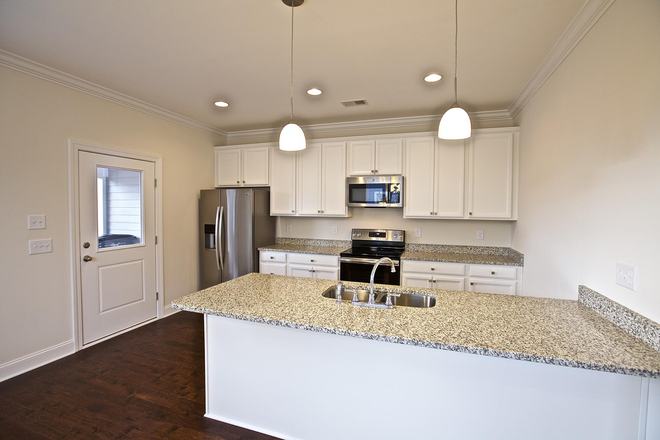 kitchen- upgraded to linen light shades and added water filter - Park Circle Townhouse- easy commute to campus, walking distance to parks/restraunts