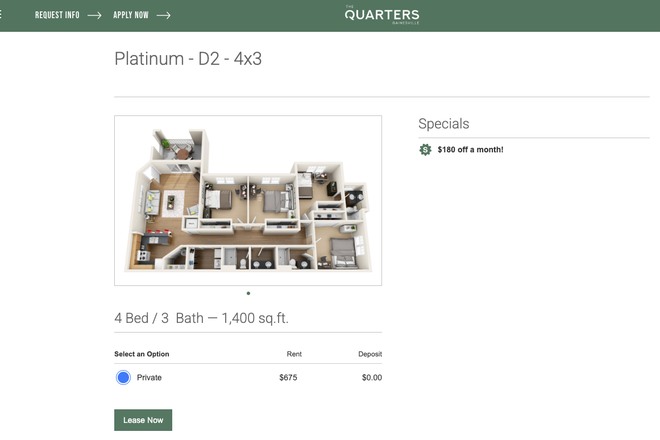 floorplan view from above - The Quarters Gainesville