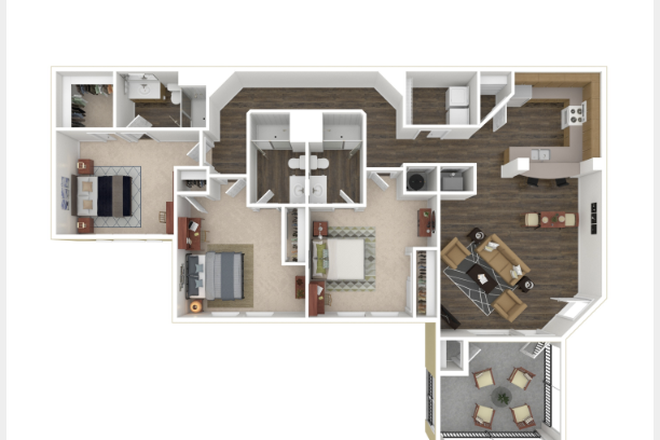 Entire apartment layout - Hideaway Apartments, Lease Takeover