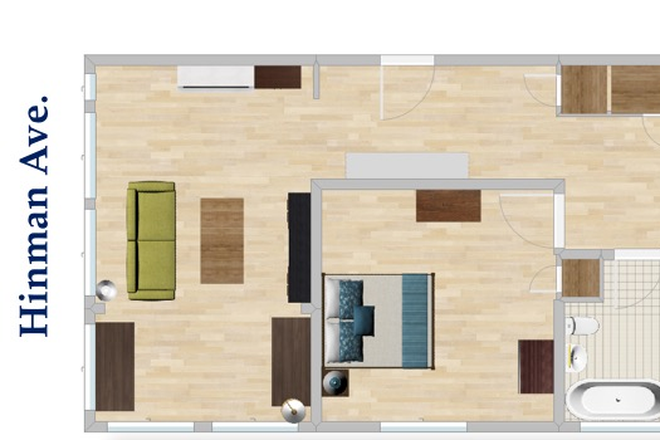 Floorplan - Spacious Room in Large Furnished 2-bed Apartment in South Evanston