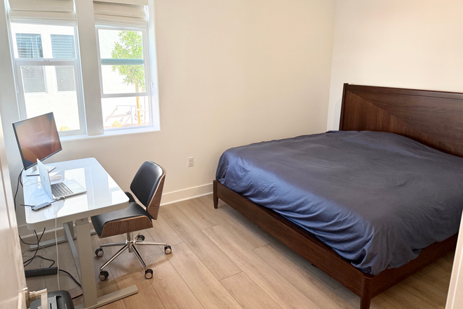 Furnished Master Suite with Bed and Desk - Master Bedroom in New Beautiful Home with Resort-Style Amenities