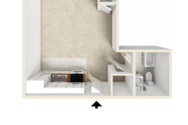 Floor Plan - University Terrace Furnished Studio - $925