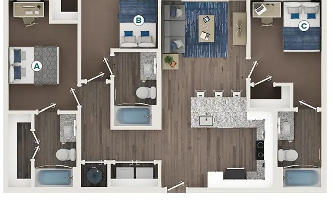 3 Bed | 3 Bath | ~1082 SF - Haus State College 3x3 Private Lease Takeover