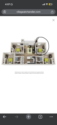 The room that is circled is the room you would be getting - 4 bed 2 bath Apartments