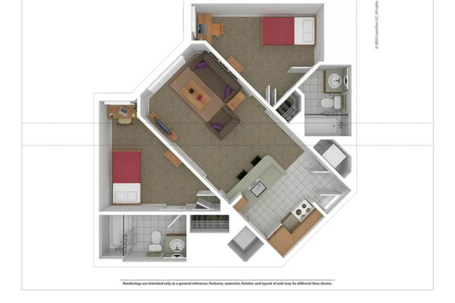 Apartment Floor Plan - SPRING 2026 SUBLEASE - South Campus Commons Building 1 - $1210 Per Month (ALL UTILITIES INCLUDED)