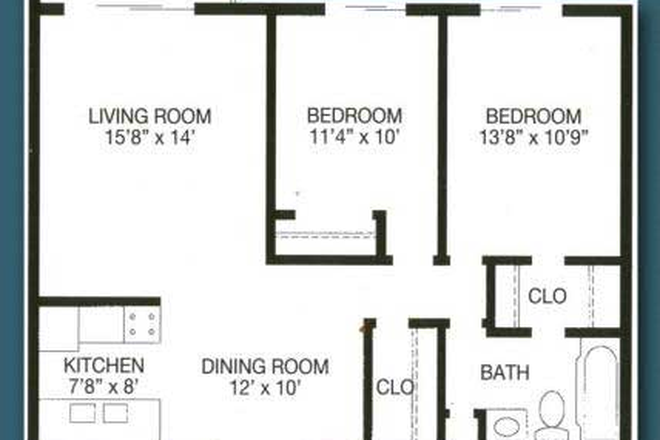 Floorplan of apartment. Room for rent is the middle bedroom - Sunbay