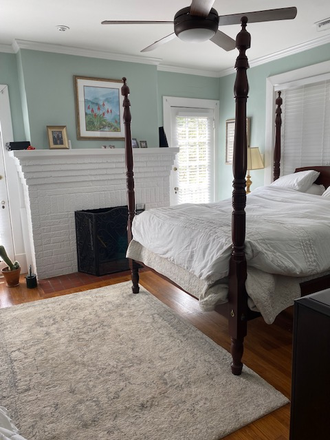 Four poster mahogany bed and nice hardwood floors.  French doors lead to private deck. - Forest Park Multi-Room Suite - Walk to Campus House