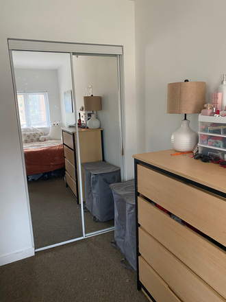 Closet with built in mirror - South Campus Commons 6 Lease Transfer (Corner Bedroom, 2 Windows) Apartments