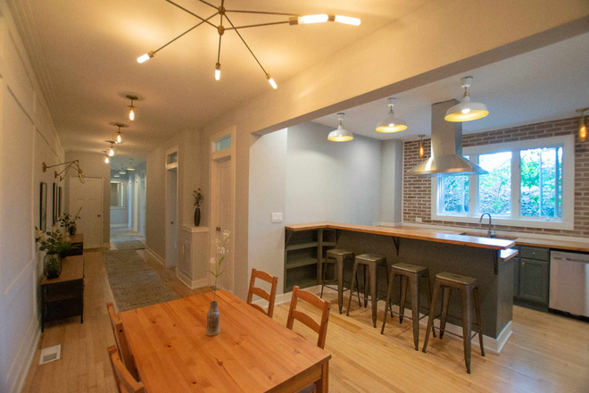 Communal Kitchen, everyone has assigned storage spaces in the cabinets and fridge. - Modern Fully Furnished Luxury Bedroom Rental, Close to campus/public transit