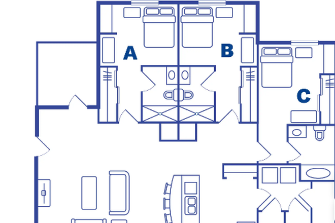 3x3 floorplan - Lark West Lafayette Apartments