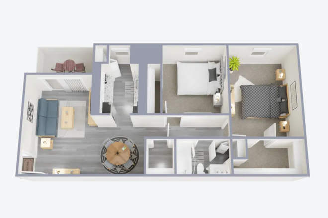 Layout of Lincoln apartment - Lease Takeover 2 bed 1 bath July 23 2025