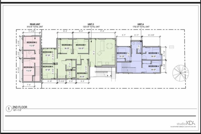 Floor plan for the second floor, where room available is located - 2716 Durant Avenue Unit A, 5 min. walk to campus