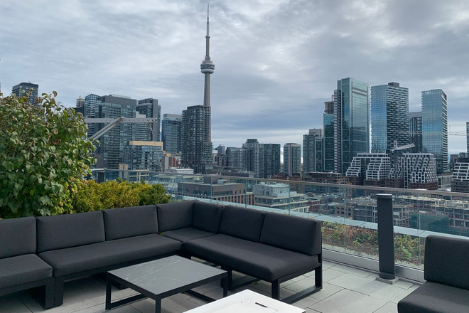 Rooftop Terrace Patio view of CN Tower - 1 Bedroom Fully Furnished Boutique Condo