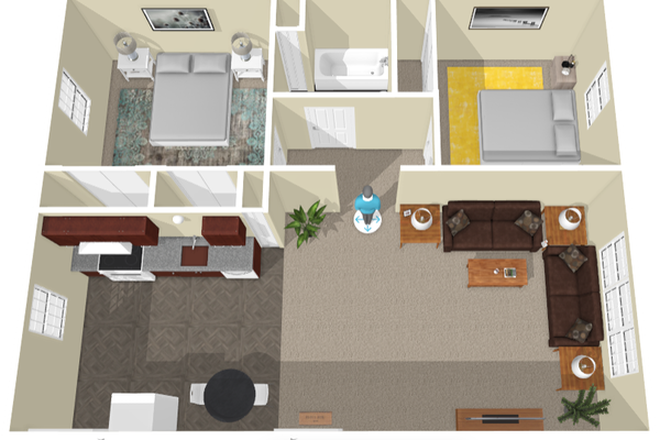 Floor plan - 2-bedroom 1 bathroom apartment