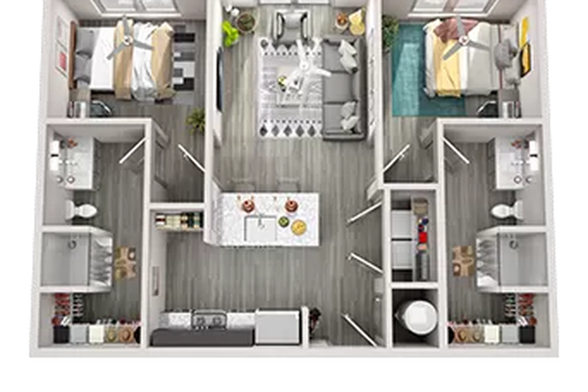 Floor plan - The Beacon - One Bedroom / One Bath Available! In a Two Bedroom Apartment