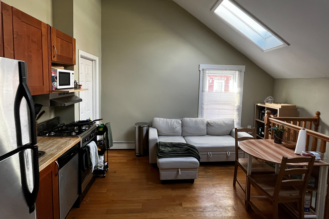 Kitchen + Living area - 3 Bedroom Apartment close to MCPHS, Northeastern, Simons etc.. Looking for 1 more roommate.