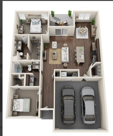 Willowood Floor Plan - Redwood Lafayette 2bd/2bath Duplex
