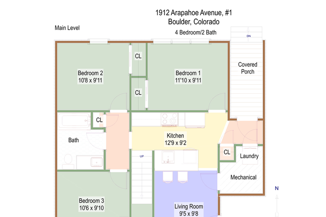 Floorplan - 1912 Arapahoe #1 (4BR/2BA) Apartments