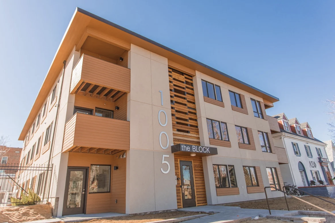 outside, the unit is the two balconies in the photo - The Block Apartments