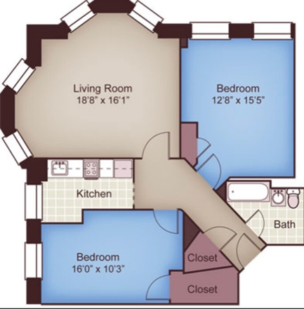 Floorplan, bottom bedroom is room looking to be filled - Looking for 3rd Roommate for 3 bed, 1 bath apartment on Westland Ave