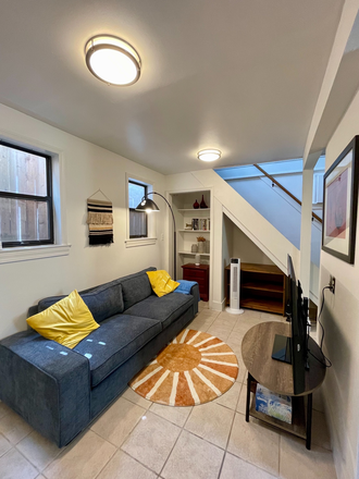 Living Room - Private Fully Furnished Guest House with Beautiful Deck and close to public transportation- by owner