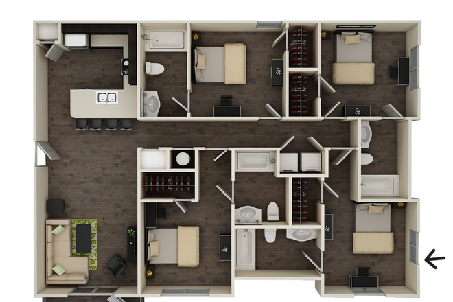 floor plan - Progress 910 Sublet Available - One Space in 4 Bedroom Apartments