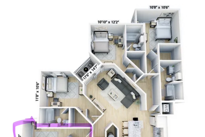 purple outline is the room for the RE-LET - The 9 UCF-   RE-LET