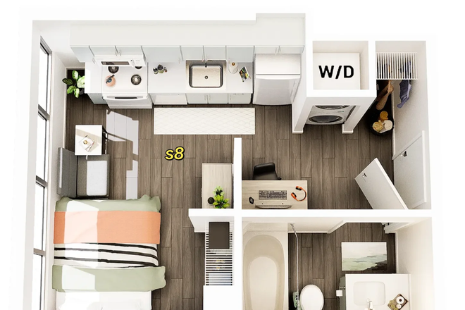 This is the floor plan of the S8 - Lease Takeover – Accolade on Chestnut | UPenn | S8 Floor Plan | Walk to Campus Apartments