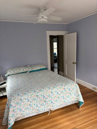 Bedroom view of the bed - Beautiful property near Arnold Arboretum & MBTA seeks housemate