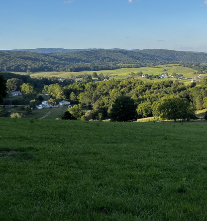 View from hay field to house - Fully furnished, Utilities included, Farmhouse 3 miles from Blacksburg