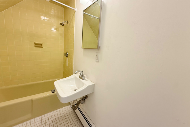 Bath Sink wall - 2 Bedroom Apt in Inman Sq 3 Family with Laundry on premises and basement storage
