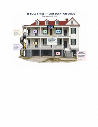 map of 38 bull - Historic Downtown Gem Near MUSC – Unit D House