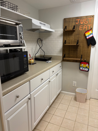 Kitchenette includes pots and pans. - Private Apartment in Quiet Neighborhood.