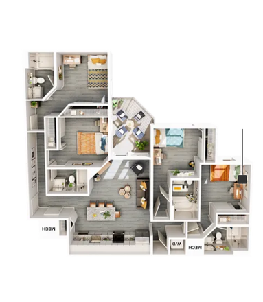 Floor plan, more pictures of the actual unit can be requested via phone/email. - Sub-Lease Available at the Accolades Village East (4x4 Male) Apartments