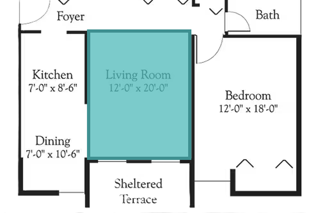 Apartment Layout - Brandywine - Private Living Room in One Bedroom Apt