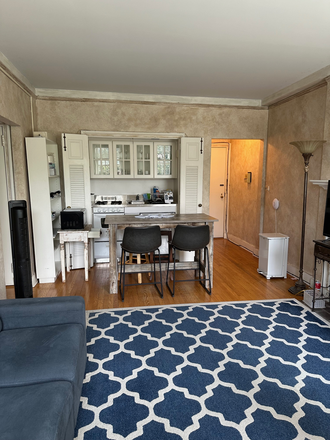 Living Room w/Kitchen view - Furnished 1BR apt for PU affiliate-Nassau St-Princeton